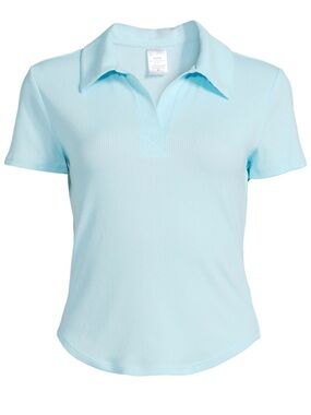 No Boundaries Light Blue Ribbed Polo Tee For Junior Girls